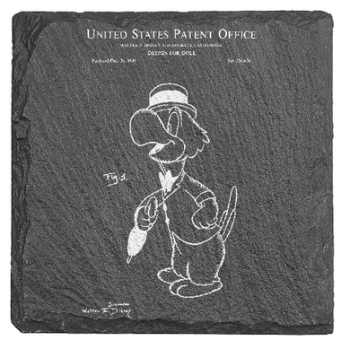 Jose Carioca parrot Patent drawing - Laser engraved fine Slate Coaster