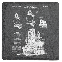 Cargar imagen en el visor de la galería, Locomotive Engine railroad lantern - Laser engraved fine Slate Coaster