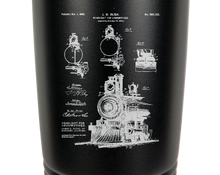 Cargar imagen en el visor de la galería, Locomotive Engine - railroad lantern - engraved Tumbler - insulated stainless steel travel mug
