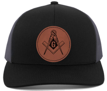 Load image into Gallery viewer, Masonic Engraved Leather Patch hat