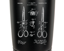 Load image into Gallery viewer, Shears Sissors patent drawing - Barber Shop - Salon - engraved Tumbler - insulated stainless steel travel mug