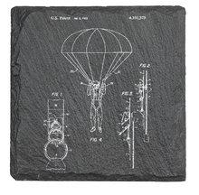 Load image into Gallery viewer, Parachute Military Airborne patent drawing - Laser engraved fine Slate Coaster
