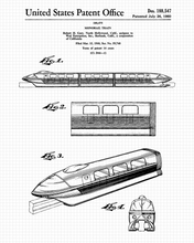 Load image into Gallery viewer, Disney Monorail Patent drawing - engraved leather beverage holder
