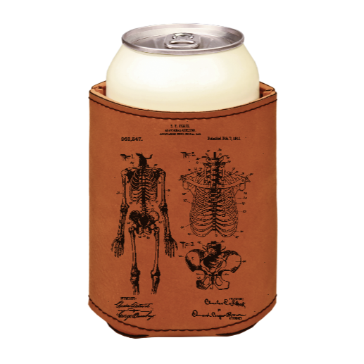 Anatomical Skeleton 1900s Nurse Doctor Medical - engraved leather beverage holder