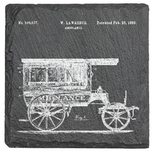 Cargar imagen en el visor de la galería, Horse Drawn Ambulance Medical History - Laser engraved fine Slate Coaster