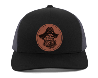 Pirate Black beard - engraved Leather Patch hat