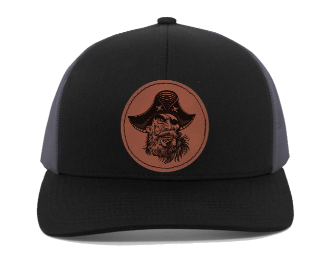 Pirate Black beard - engraved Leather Patch hat