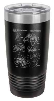 Playstation PS2 Controller Patent drawing - engraved Tumbler - insulated stainless steel travel mug