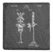 Charger l'image dans la galerie, locomotive railroad crossing sign - Laser engraved fine Slate Coaster