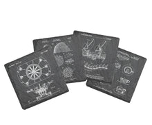 Load image into Gallery viewer, Disney - 4-piece engraved fine Slate coaster set - Quotes and Mickey &amp; Minnie Patent drawing
