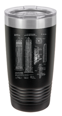 1881 Skyscraper Tower Building Patent - engraved Tumbler - insulated stainless steel travel mug