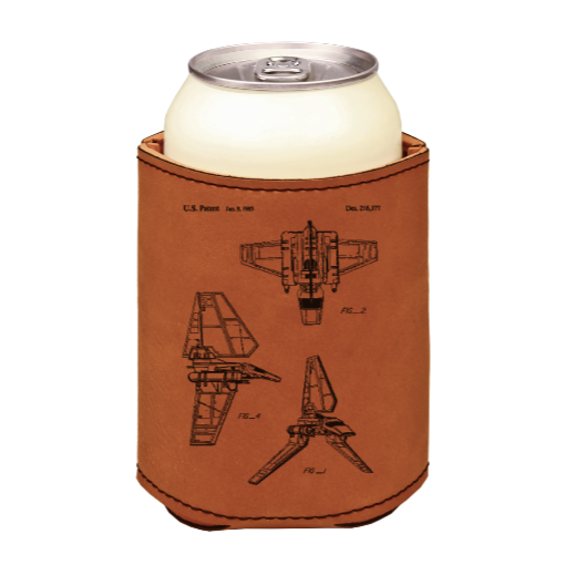 Star Wars Imperial army Shuttle patent drawing - engraved leather beverage holder