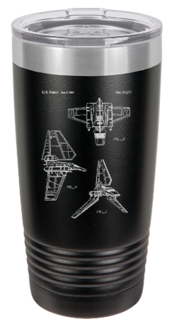 Star Wars Imperial army Shuttle patent drawing - engraved Tumbler - insulated stainless steel travel mug