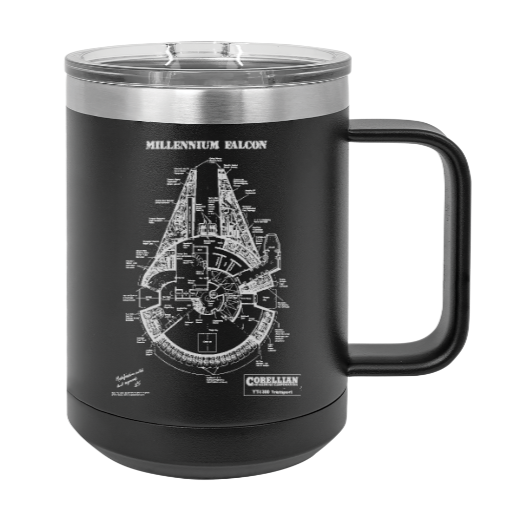 Star Wars Millennium Falcon Rebel Alliance Patent Drawing - MUG - engraved Insulated Stainless steel