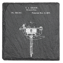 Load image into Gallery viewer, Thomas Edison Electric TATTOO GUN - Stencil pen - Laser engraved fine Slate Coaster