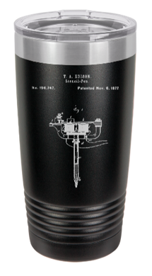 1891 Tattooing machine Patent drawing - engraved Tumbler - insulated stainless steel travel mug