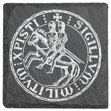 Load image into Gallery viewer, Seal of the Knights Templar engraved on fine Slate Coaster
