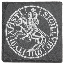 Load image into Gallery viewer, Seal of the Knights Templar engraved on fine Slate Coaster
