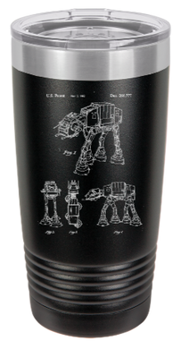 All Terrain Armored Transport, or AT-AT walker patent drawing - engraved Tumbler - insulated stainless steel travel mug