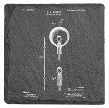 Load image into Gallery viewer, Thomas Edison 1879-1880 Incandescent light bulb patent drawing - Laser engraved fine Slate Coaster