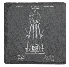 Load image into Gallery viewer, Thomas Edison Light bulb 1881 - Laser engraved fine Slate Coaster