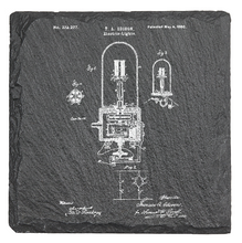 Load image into Gallery viewer, Thomas Edison ARC lamp Patent - Laser engraved fine Slate Coaster