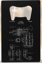 Load image into Gallery viewer, Trumpet Patent Drawing - Bottle Opener - Metal