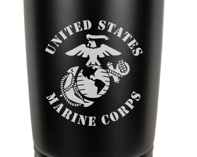 20 oz USMC Black Double Wall Vacuum Insulated Stainless Steel USMC Tumbler Travel Mug