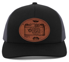 Load image into Gallery viewer, wind up film Camera HAT - Engraved on leather patch hat