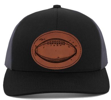 Football engraved Leather Patch hat