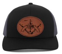 Load image into Gallery viewer, Ship Wheel engraved Leather Patch hat
