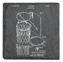 Load image into Gallery viewer, Basketball Net patent drawing - Laser engraved fine Slate Coaster