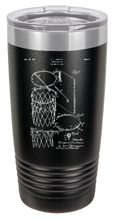Load image into Gallery viewer, Basketball Hoop Net patent drawing - engraved Tumbler - insulated stainless steel travel mug