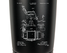 Cargar imagen en el visor de la galería, Barber Chair patent drawing - engraved Tumbler - insulated stainless steel travel mug