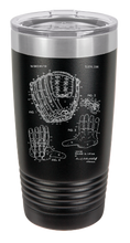 Load image into Gallery viewer, Baseball Glove Mitt patent drawing - engraved Tumbler - insulated stainless steel travel mug