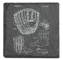 Load image into Gallery viewer, Baseball Glove Mitt patent drawing - Laser engraved fine Slate Coaster