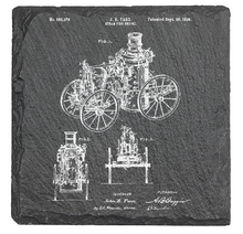 Cargar imagen en el visor de la galería, Historic Steam fire engine - Laser engraved fine Slate Coaster