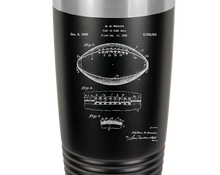 Load image into Gallery viewer, Football patent drawing - engraved Tumbler - insulated stainless steel travel mug
