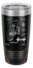 Load image into Gallery viewer, Road Racing Bicycle patent drawing - engraved Tumbler - insulated stainless steel travel mug