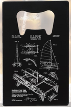 Load image into Gallery viewer, Sailboat sailing patent drawing - engraved- Bottle Opener - Metal