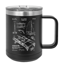 Load image into Gallery viewer, Sailboat sailing patent drawing - MUG - engraved Insulated Stainless steel