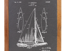 Load image into Gallery viewer, Sailboat sailing patent drawing - Slate & Wood Cutting board