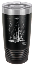 Load image into Gallery viewer, Sailboat patent drawing - engraved Tumbler - insulated stainless steel travel mug