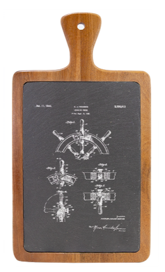 Ship Wheel - Engraved Slate & Wood Cutting board