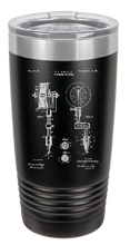 Load image into Gallery viewer, 1891 Tattooing machine Patent drawing - tattoo  - engraved Tumbler - insulated stainless steel travel mug
