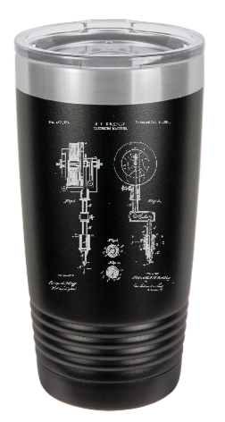 1891 Tattooing machine Patent drawing - tattoo  - engraved Tumbler - insulated stainless steel travel mug