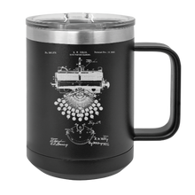 Load image into Gallery viewer, 1897 vintage Typewriter patent drawing - MUG - engraved Insulated Stainless steel