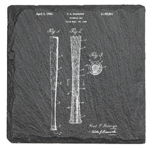 Load image into Gallery viewer, Baseball Bat Patent drawing - Laser engraved fine Slate Coaster