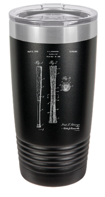 Baseball Bat Patent drawing - engraved Tumbler - insulated stainless steel travel mug