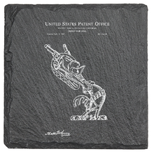 Load image into Gallery viewer, Disney Panchito Pistoles patent drawing - Laser engraved fine Slate Coaster
